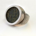 Ancient Roman coin set in sterling silver. Centaur ring
