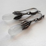 Moonstone drps set in sterling silver. Tangled Garden earrings