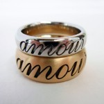 19 kt. white gold and 18 kt. yellow gold. Amour rings