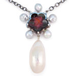 Antique carnelian intaglio, silver Akoya pearls and freshwater pearl set in sterling silver