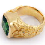 Green tourmaline and diamonds in 18 karat gold