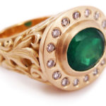 Emerald and diamonds set in 18 karat gold