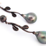 Black Tahitian pearls and oxidized sterling silver