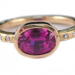 Pink sapphire and diamonds set in 18 kt. gold