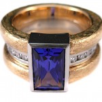 Tanzanite and diamonds set in 19 kt. white and 18 kt. yellow gold
