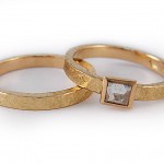 Ekati Canadian diamond crystal cap set in 18 kt. gold, stacking ring set