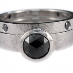 Black rose cut and full cuts set in 19 kt. white gold ring