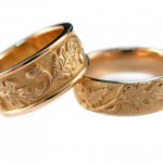18 kt. gold. Acorn and oak leaf rings