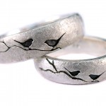 Sterling silver. Black Birds Singing rings